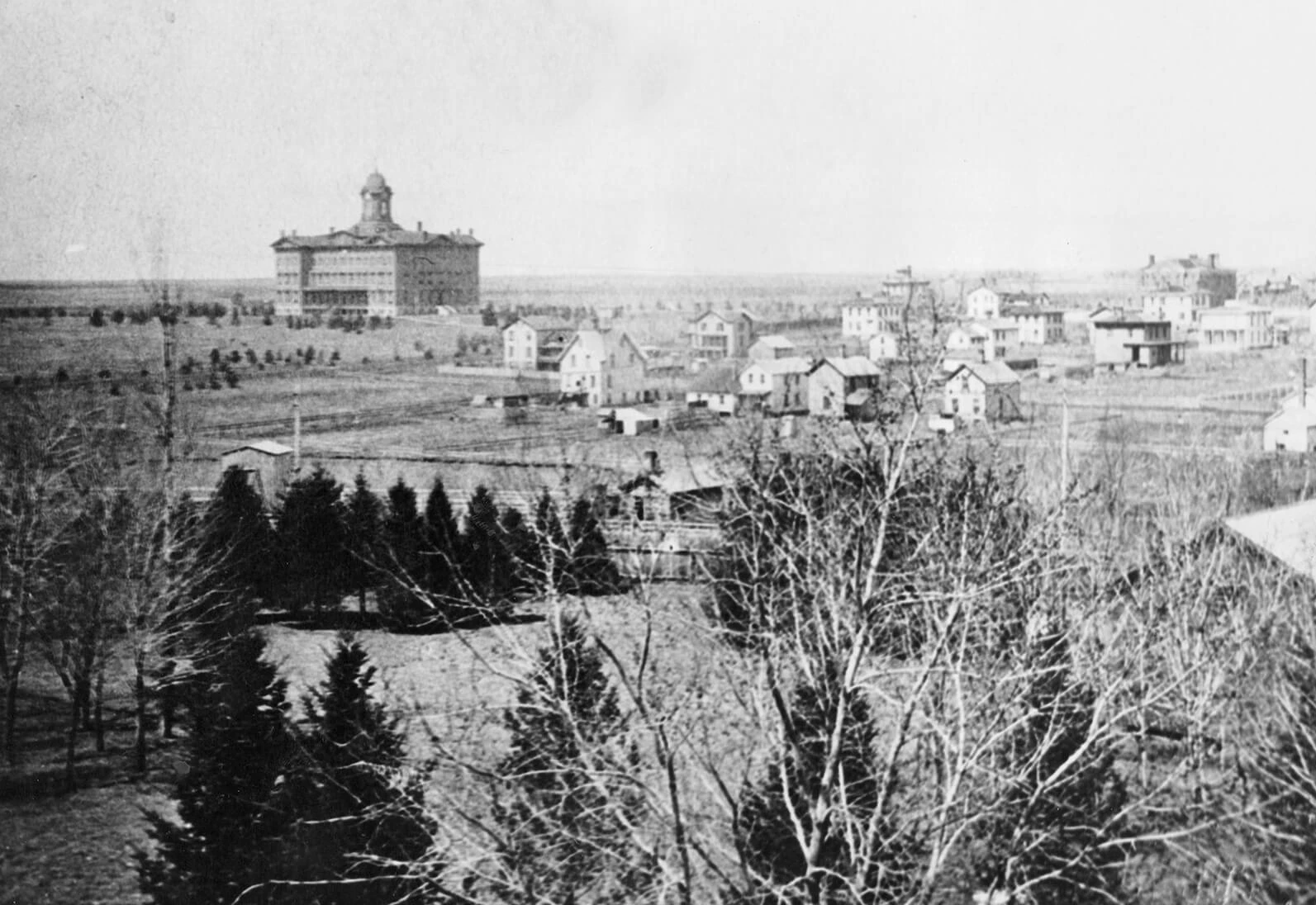 The town of Normal taken from the cupola of the Fell home, circa 1870.