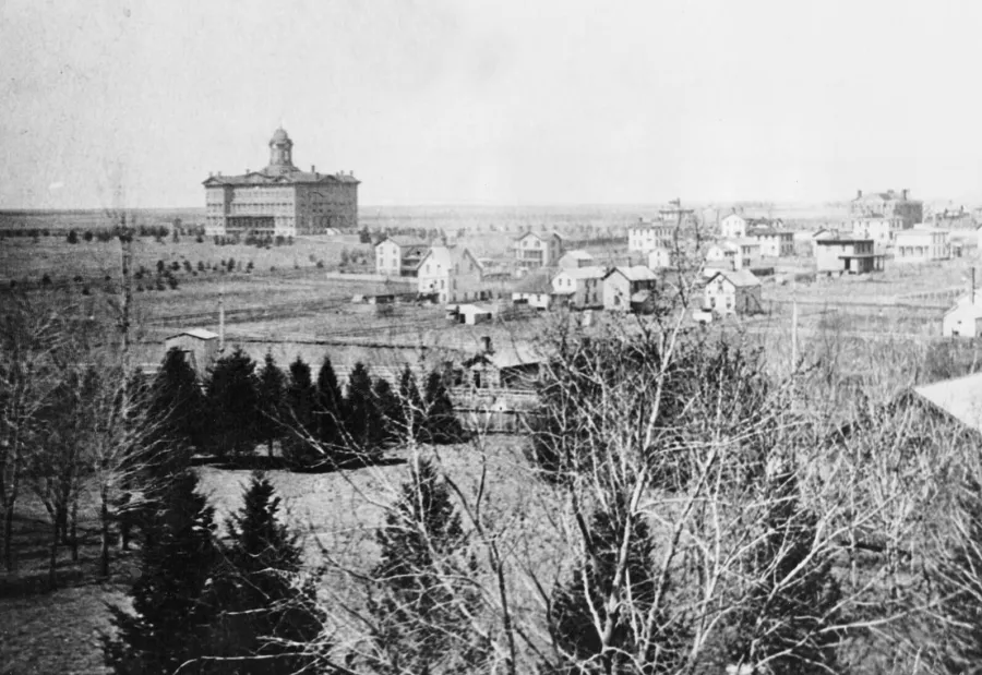 The town of Normal taken from the cupola of the Fell home, circa 1870.