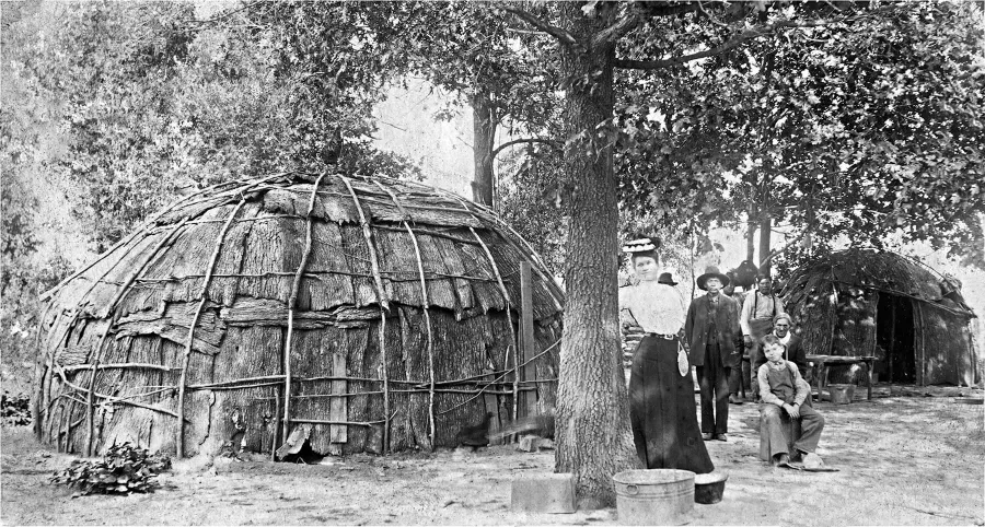 In 1905, Andrew Magozee, a descendant of the Illinois Prairie Kickapoo, built this wigwam on the Kickapoo reservation in Kansas.