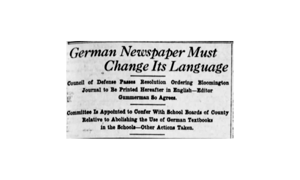 Newspaper headline reading 