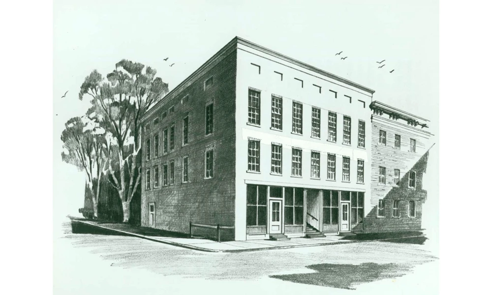 Pencil illustration of Major’s Hall