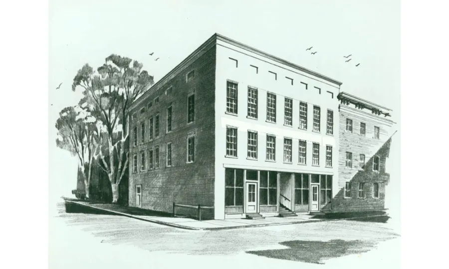 Pencil illustration of Major’s Hall