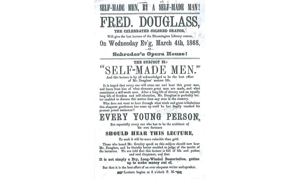 Historic lecture announcement poster for Frederick Douglass's speech on 
