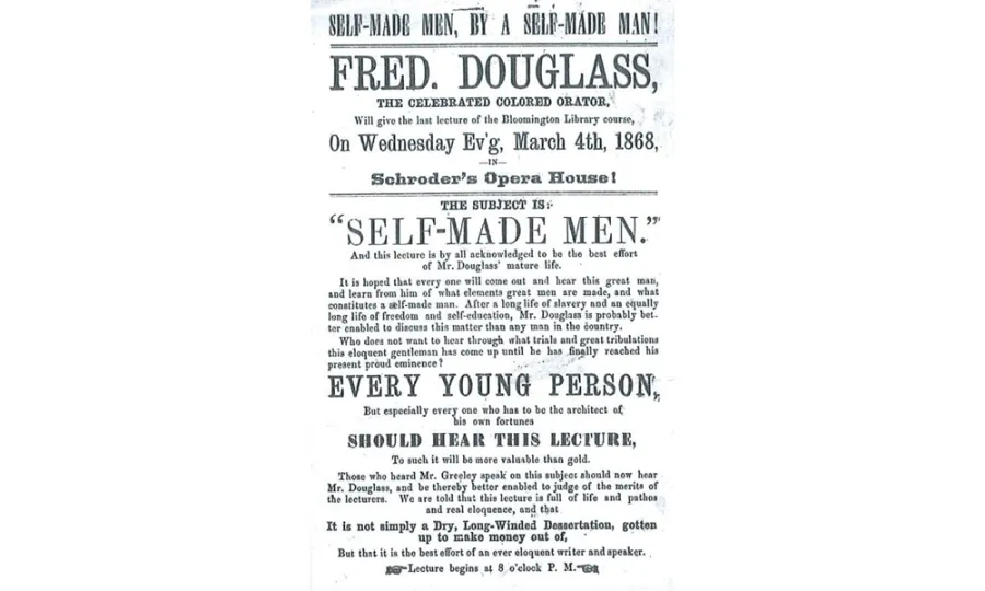 Historic lecture announcement poster for Frederick Douglass's speech on 